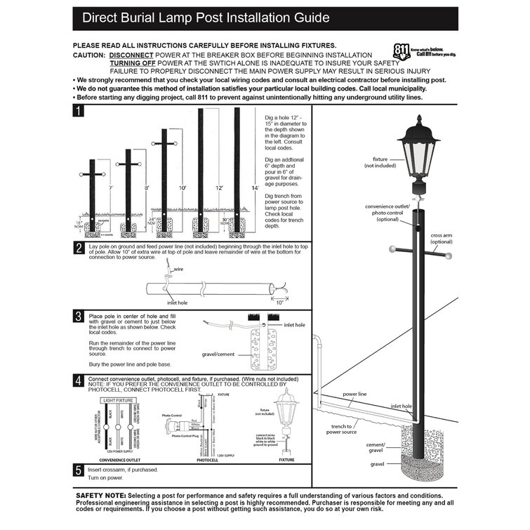 Outdoor lamp post with deals outlet and photocell